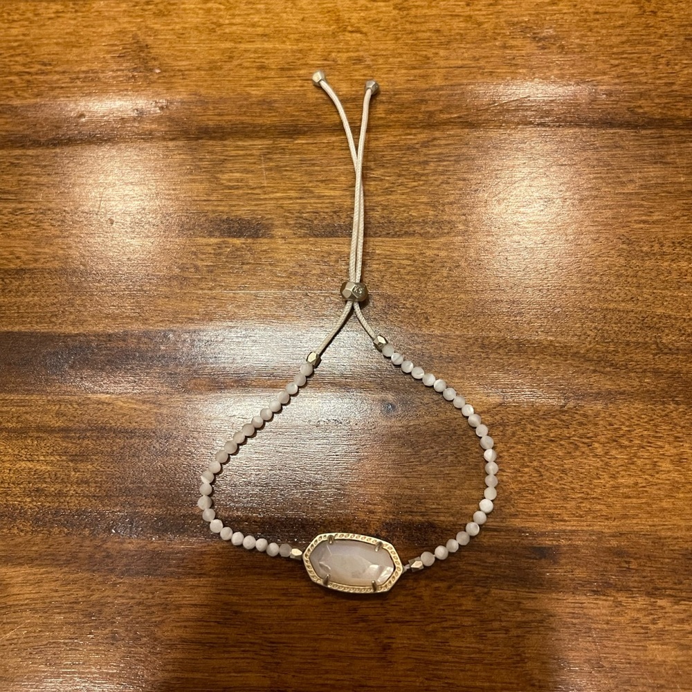 Kendra Scott White Mother of Pearl Beaded Elaina Bracelet in Gold